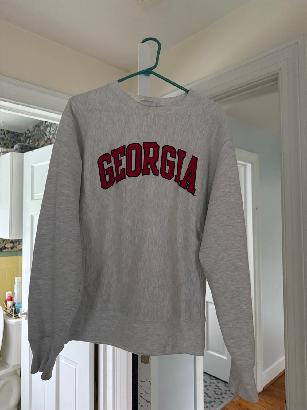 Champion Gray Sweatshirt with Red GEORGIA Lettering